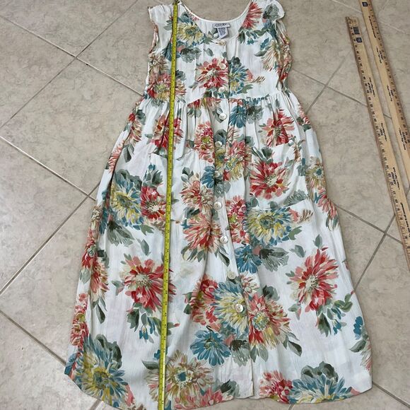 Vintage 1990s Jasmine Maxi Dress By KVM Womens size M Floral flutter cap sleeves - Picture 7 of 7